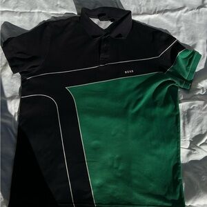 BOSS Black and Green Polo Shirt